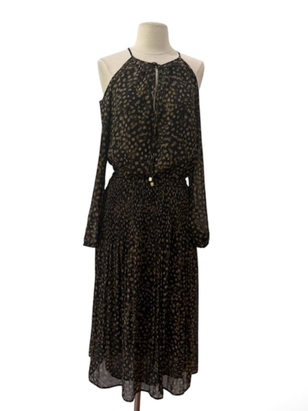 MICHAEL Michael Kors Animal Print Cold Shoulder Midi Dress NWT Size XS
